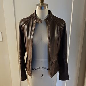 Black Rivet Dark Brown Leather Jacket